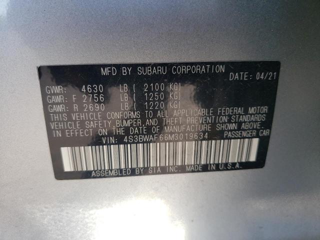 2021 SUBARU LEGACY PRE 4S3BWAF66M3019634