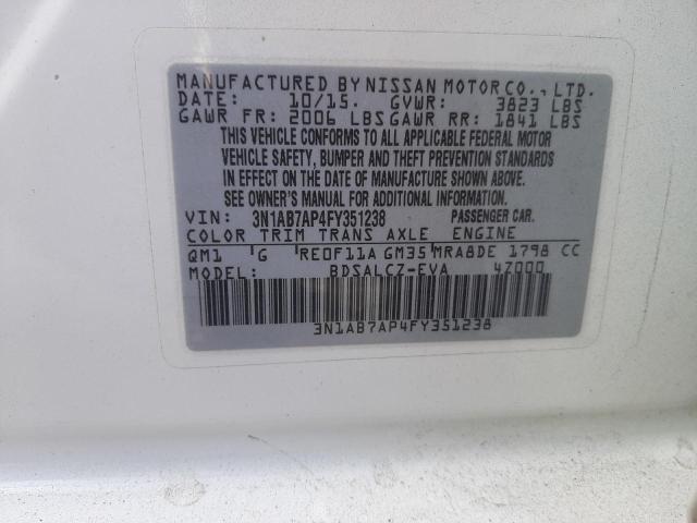 2015 NISSAN SENTRA S/S 3N1AB7AP4FY351238