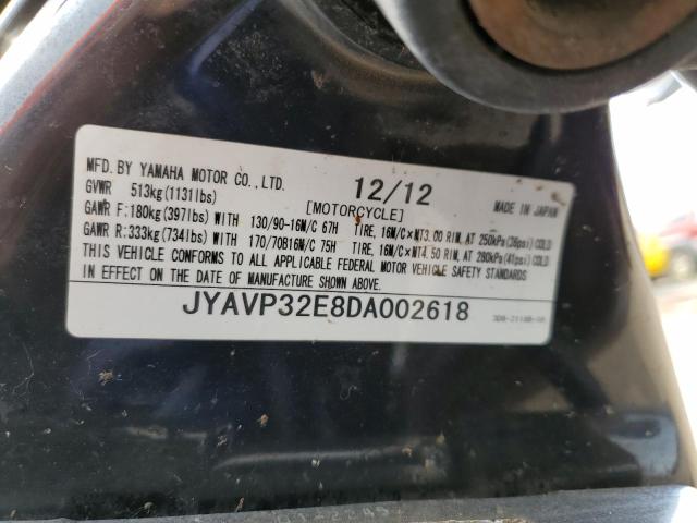 2013 YAMAHA XVS1300 CT JYAVP32E8DA002618
