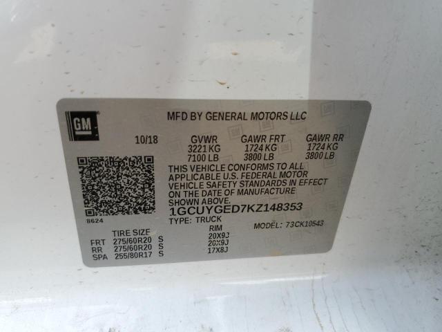 2019 CHEVROLET Z71 1GCUYGED7KZ148353