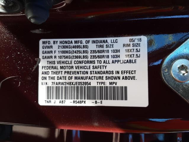 2018 HONDA CR-V EXL - 7FARW2H8XJE053954