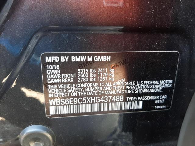 2017 BMW M6 GRAN CO WBS6E9C5XHG437488