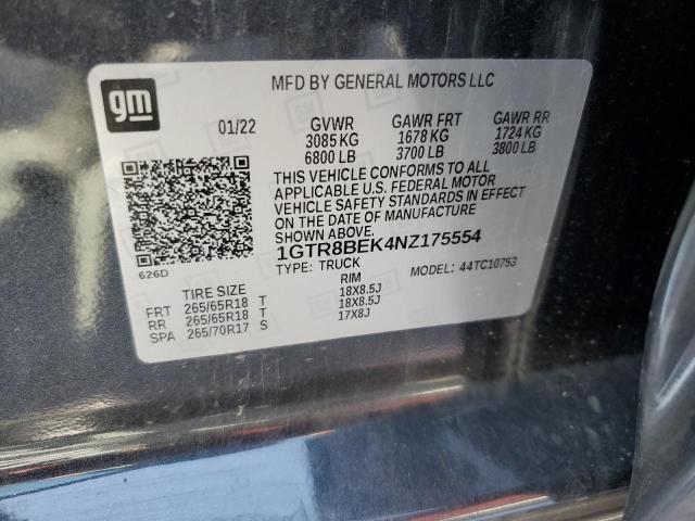 2022 GMC SIERRA LIM 1GTR8BEK4NZ175554