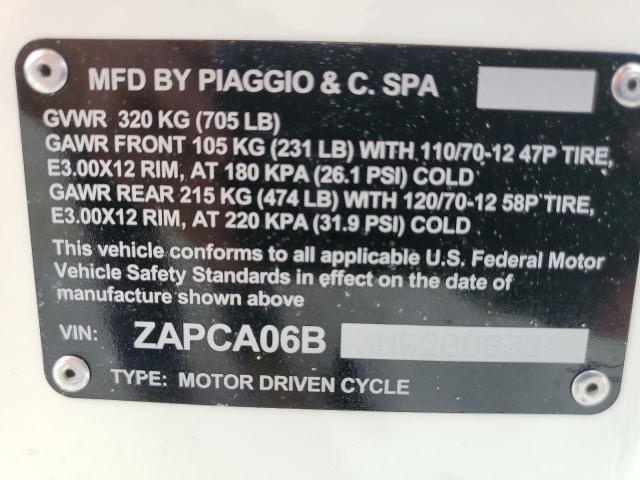 2021 VESPA PIAGGIO ZAPCA06BXM5200832
