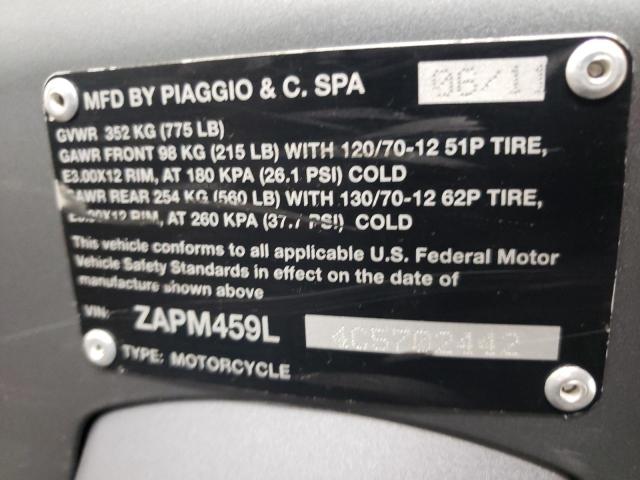 2012 VESPA GTS 300 SU ZAPM459L4C5702442