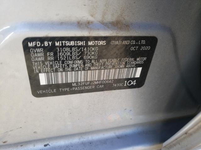 2021 MITSUBISHI MIRAGE ML32FUFJ2MHF00642