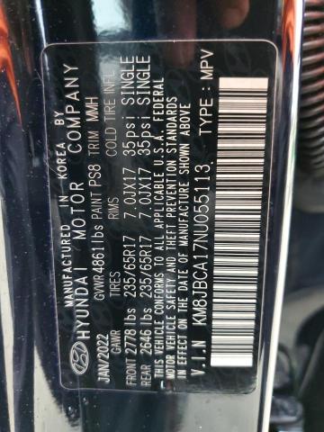 2022 HYUNDAI TUCSON BLU KM8JBCA17NU055113