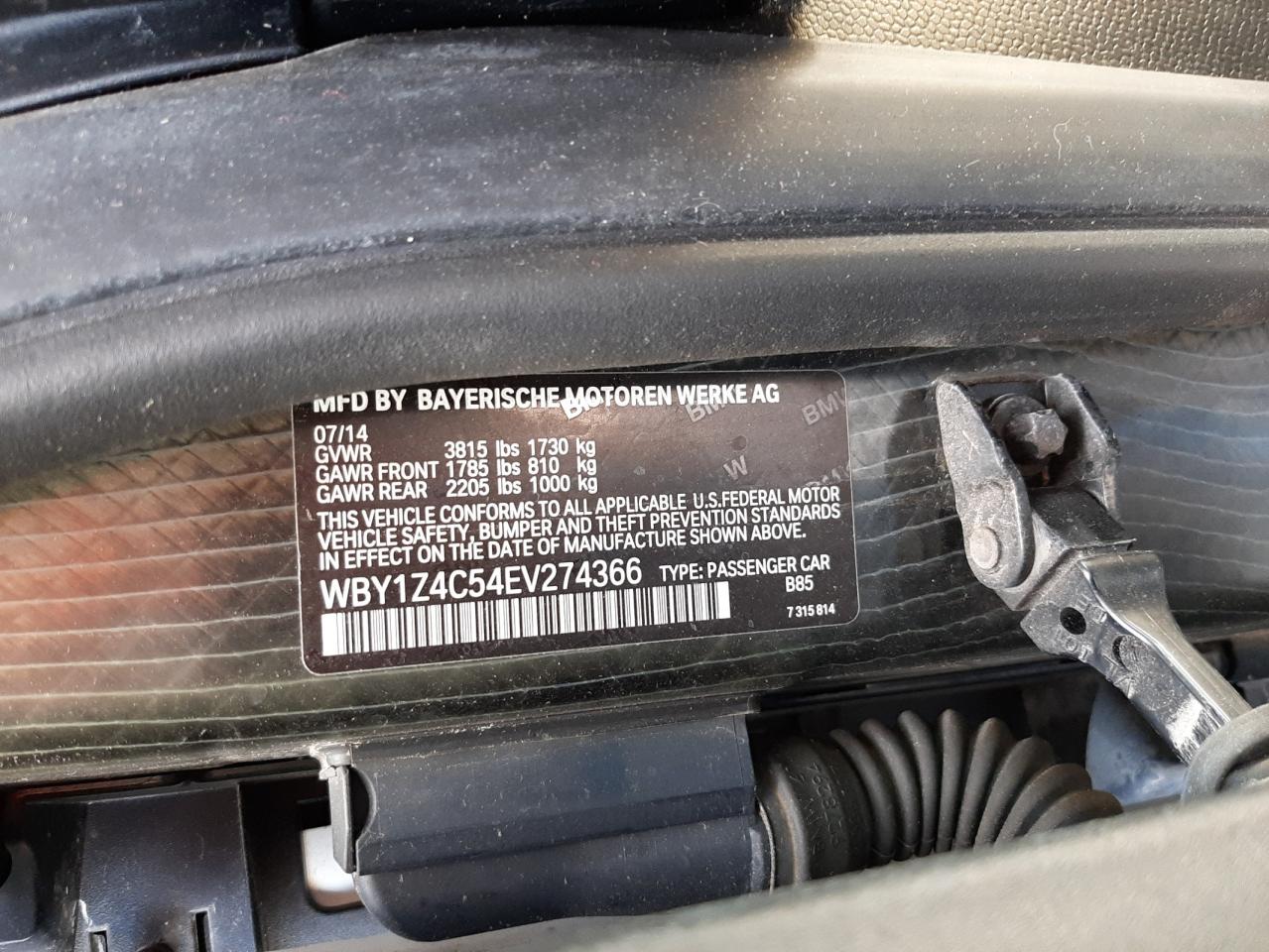 WBY1Z4C54EV274366 2014 BMW I3 Rex