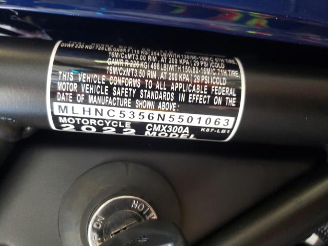 2022 HONDA CMX300 A MLHNC5356N5501063