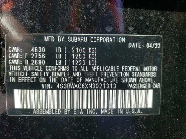 2022 SUBARU LEGACY PRE 4S3BWAC6XN3021313
