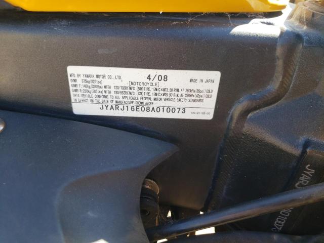 2008 YAMAHA YZFR6 JYARJ16E08A010073
