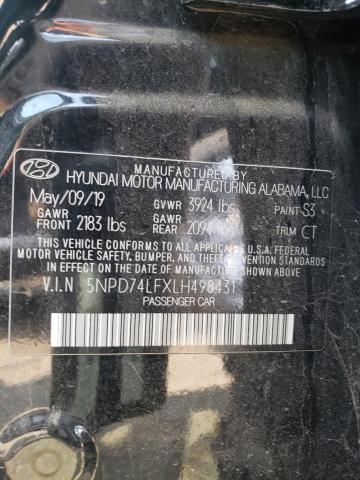 5NPD74LFXLH498431 | 2020 Hyundai elantra se