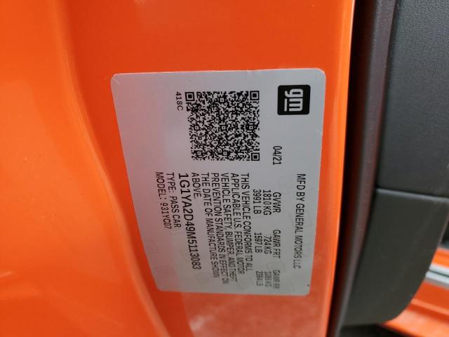 2021 CHEVROLET CORVETTE S - 1G1YA2D49M5113083