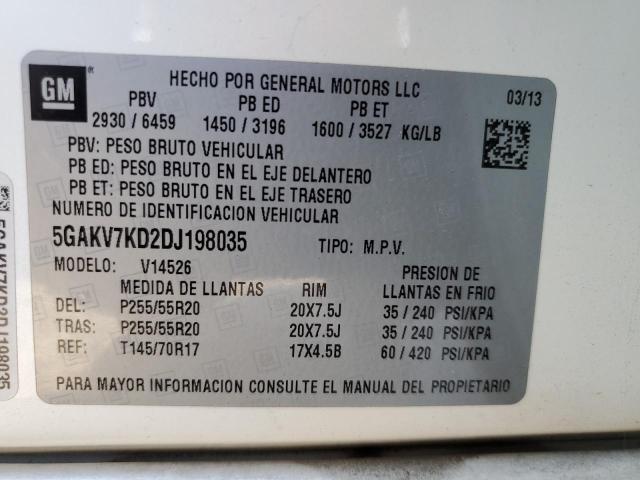 5GAKV7KD2DJ198035 | 2013 Buick enclave