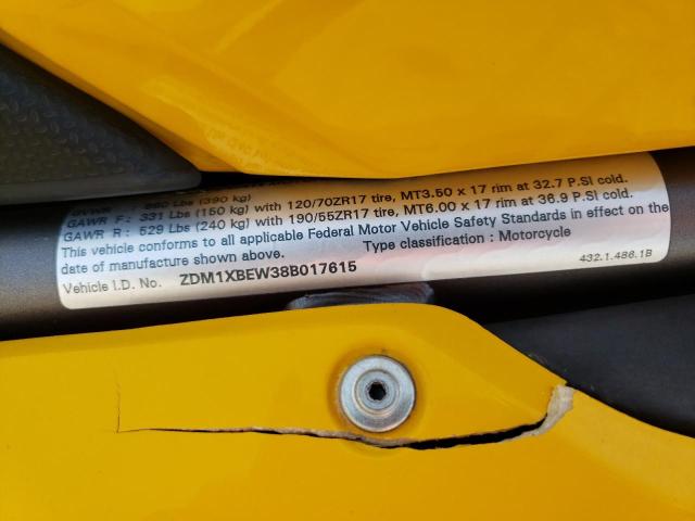 2008 DUCATI 1098 BASE ZDM1XBEW38B017615