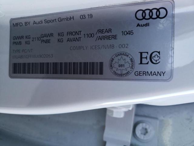 2019 AUDI RS3 WUABWGFFXKA902053