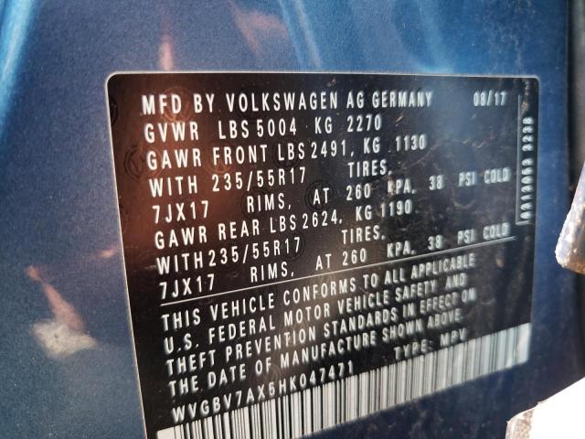 2017 VOLKSWAGEN TIGUAN S - WVGBV7AX5HK047471