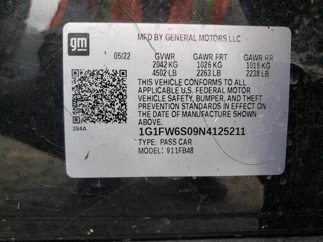 2022 CHEVROLET BOLT EV 1L 1G1FW6S09N4125211