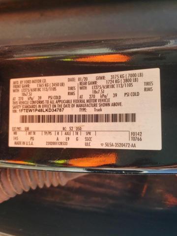 2020 FORD F150 POLIC 1FTEW1P48LKD34787