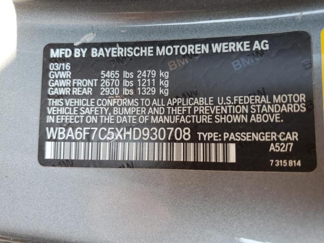 2017 BMW 650 XI WBA6F7C5XHD930708