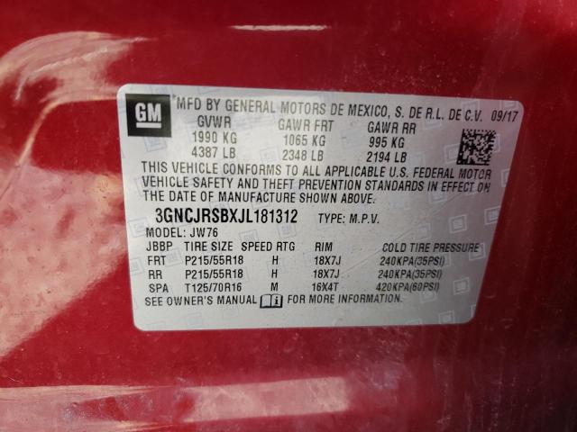 2018 CHEVROLET TRAX PREMI 3GNCJRSBXJL181312