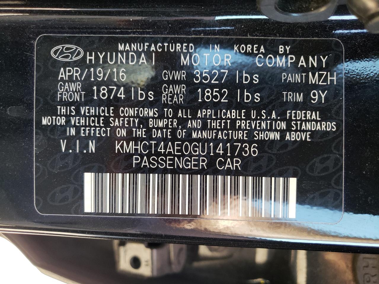 KMHCT4AE0GU141736 2016 Hyundai Accent Se