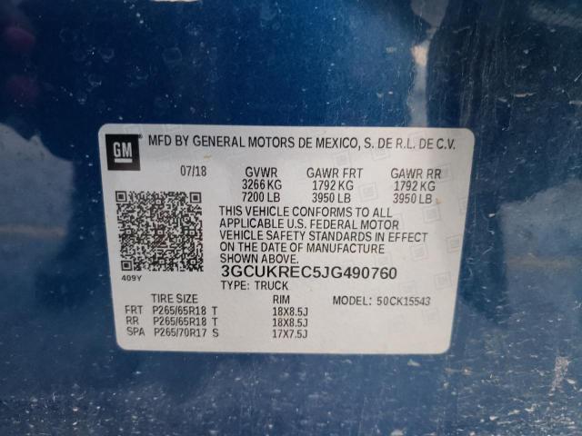 2018 CHEVROLET SILVERADO2 3GCUKREC5JG490760