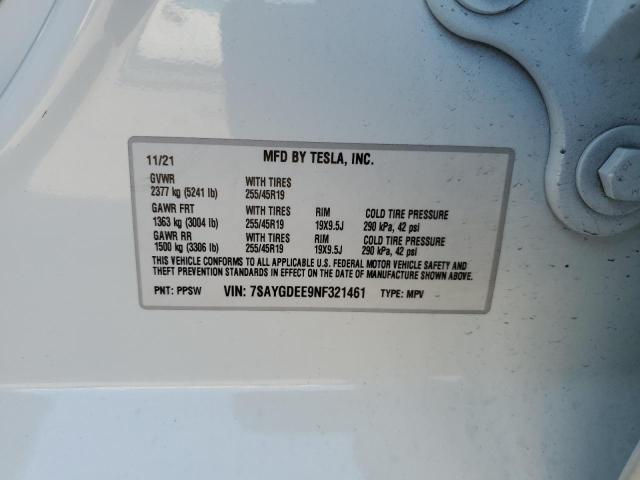 7SAYGDEE9NF321461 Tesla Model Y