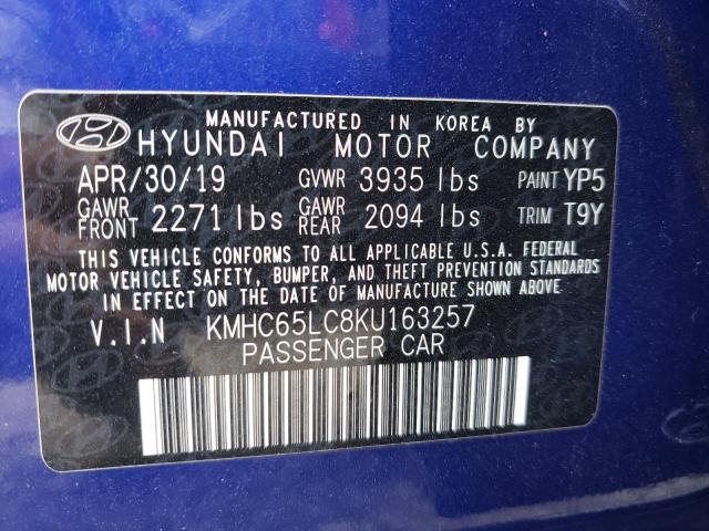2019 HYUNDAI IONIQ BLUE - KMHC65LC8KU163257