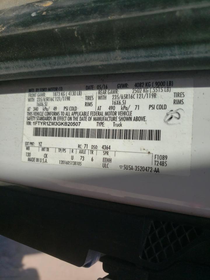 1FTYR1ZM3GKB20507 FORD TRANSIT 2016
