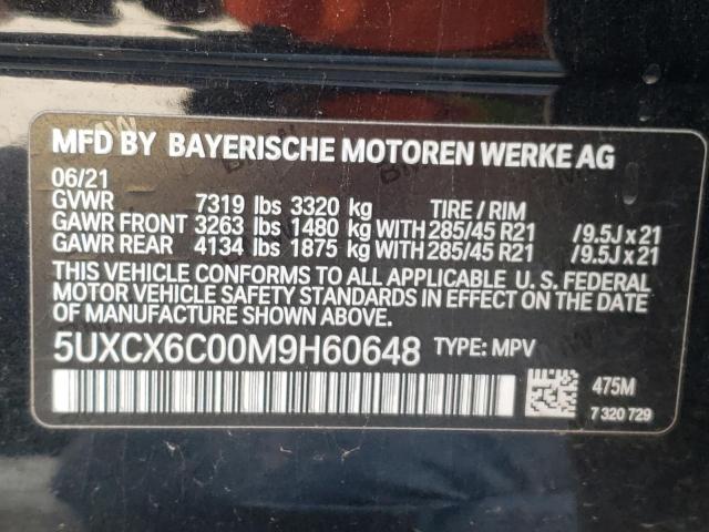 VIN 5UXCX6C00M9H60648 2021 BMW X7, M50I no.10