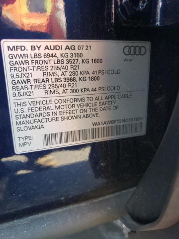 2022 AUDI SQ7 PREMIU WA1AWBF72ND001650
