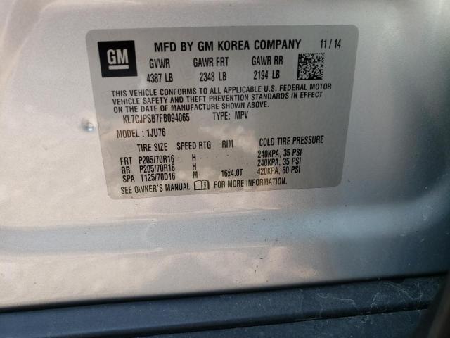 2015 CHEVROLET TRAX 1LS KL7CJPSB7FB094065