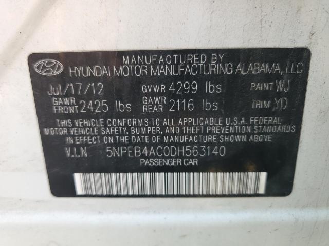 VIN 5NPEB4AC0DH563140 2013 HYUNDAI SONATA no.10