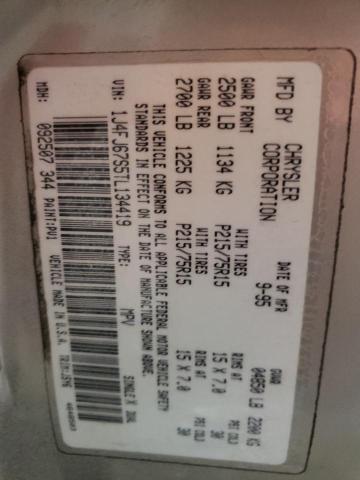 1996 Jeep Cherokee Sport VIN: 1J4FJ67S5TL134419 Lot: 42925133