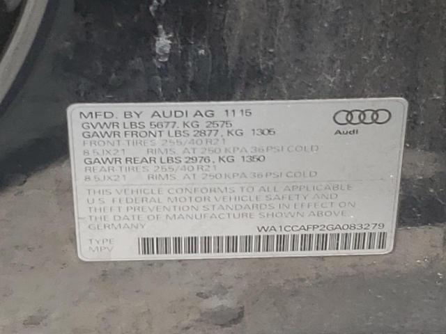 2016 AUDI SQ5 PREMIU WA1CCAFP2GA083279