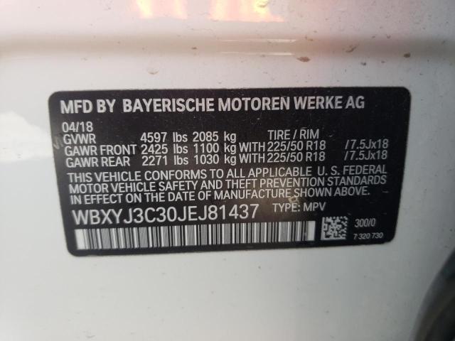 2018 BMW X2 SDRIVE2 WBXYJ3C30JEJ81437