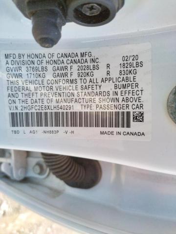 2020 HONDA CIVIC SPOR - 2HGFC2E8XLH540291