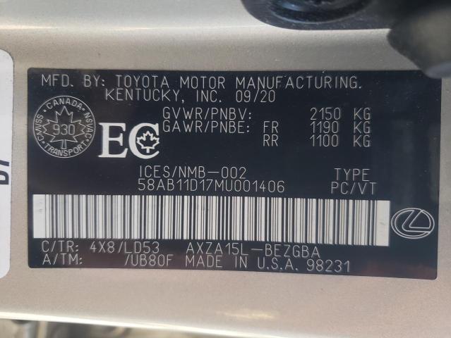 2021 LEXUS ES 250 58AB11D17MU001406