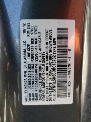 VIN 5FNRL5H60DB013732 2013 HONDA ODYSSEY no.10