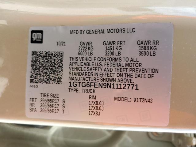 2022 GMC CANYON AT4 1GTG6FEN9N1112771