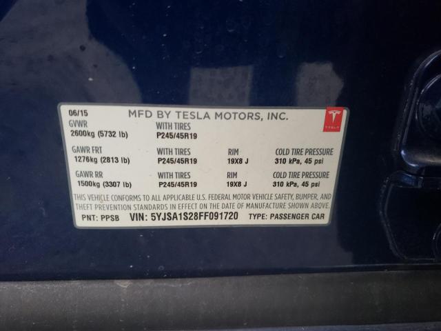 2015 TESLA MODEL S 70 5YJSA1S28FF091720