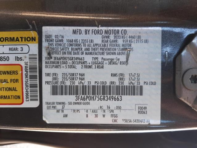 3FA6P0H75GR349663 Ford FUSION SE