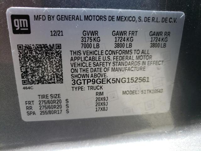 2022 GMC SIERRA LIM 3GTP9GEK5NG152561