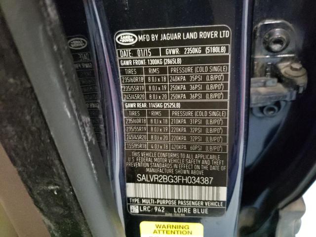SALVR2BG3FH034387 Land Rover Range Rover Evoque Pure Premium
