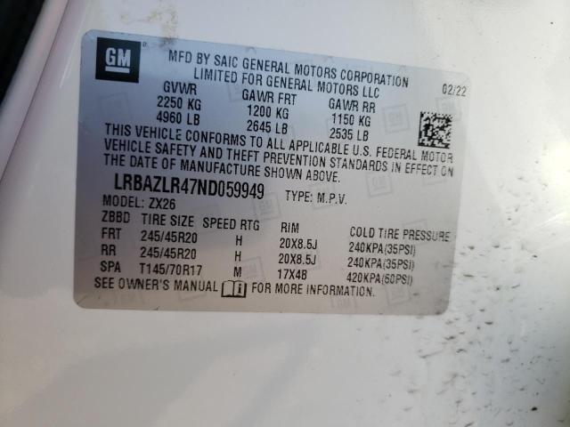 2022 BUICK ENVISION LRBAZLR47ND059949