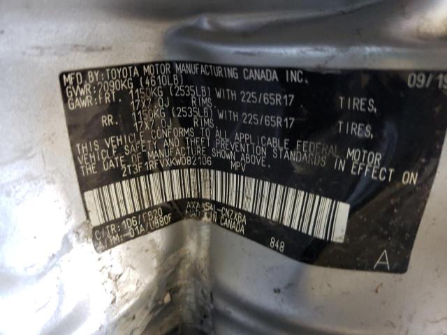 2019 TOYOTA RAV 4 2T3F1RFVXKW082106