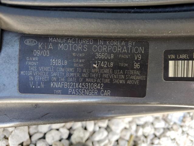2016 KIA SPECTRA KNAFB121X45310842