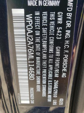 2021 PORSCHE PANAMERA B WP0AJ2A76ML114680