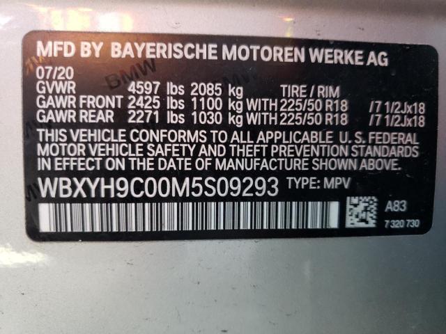 2021 BMW X2 SDRIVE2 WBXYH9C00M5S09293